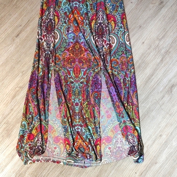 Maxi Boho Slit Front Sundress by London Times Size 12 Petite - Picture 2 of 7